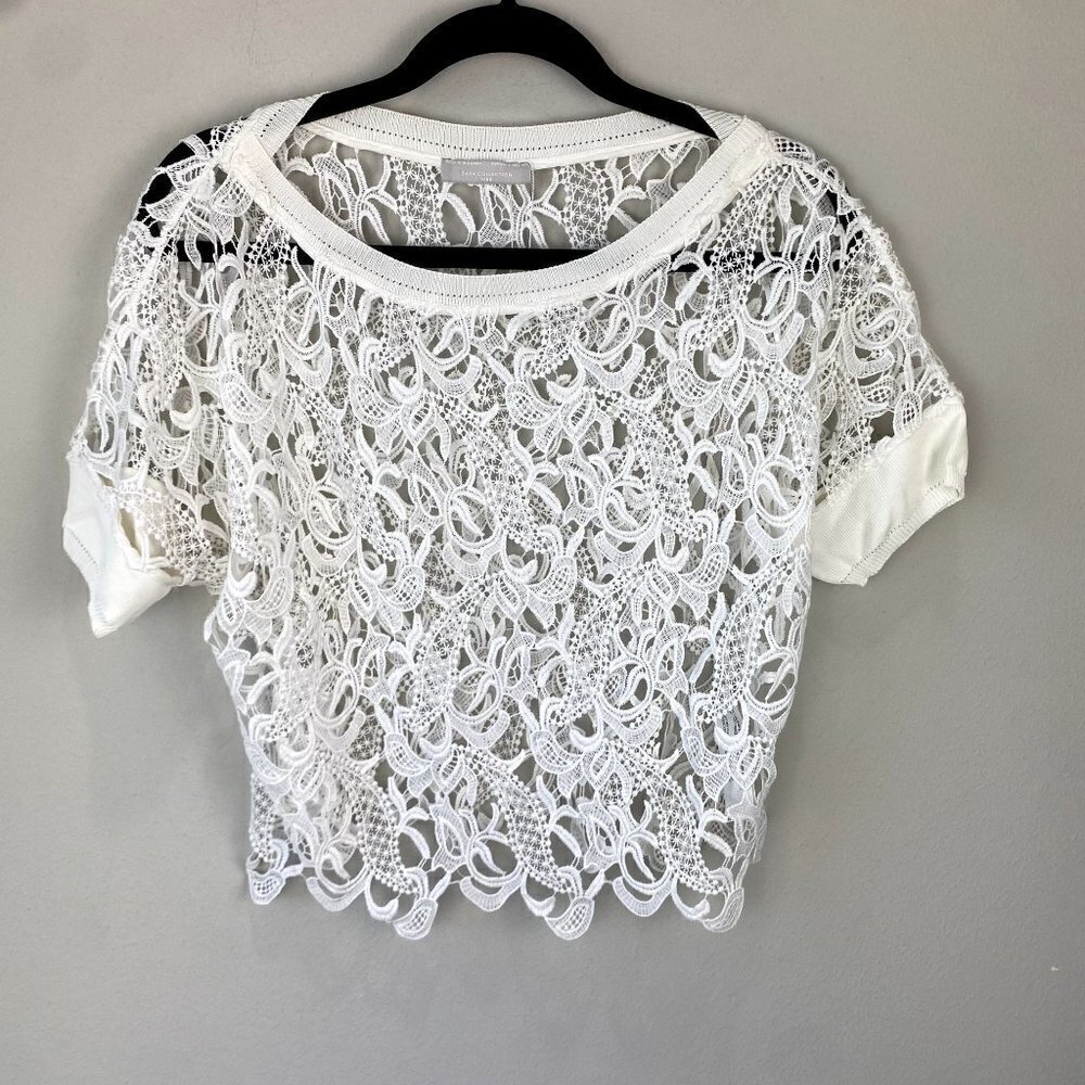Zara Crochet Cropped White Top S